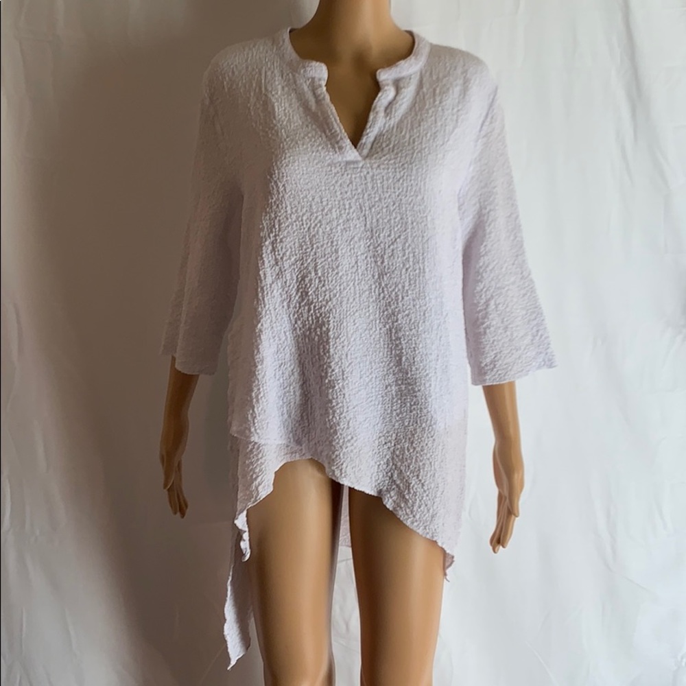 J Bee White Blouse with Long Right Side -V Neck